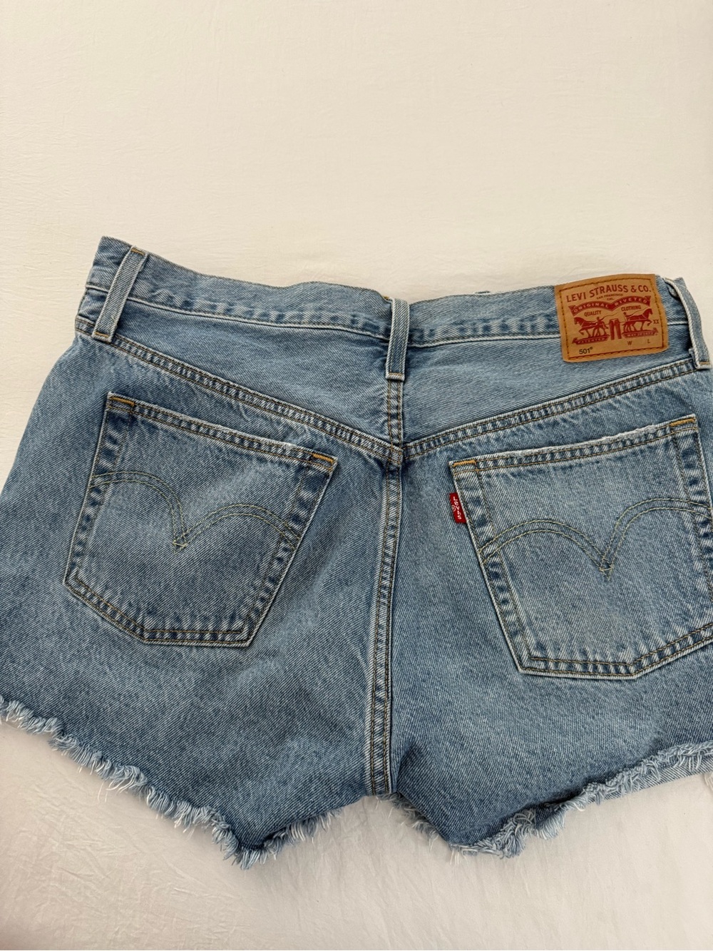 Distressed Light Blue Denim Women's Shorts - Picture 4 of 5